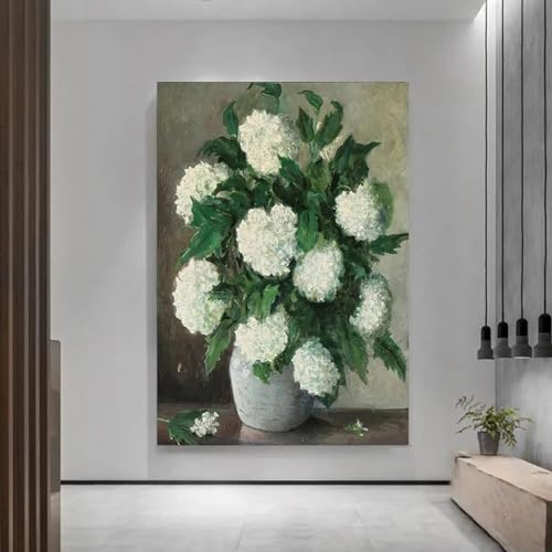 Art mural vintage blanc hortensia peinture impressions sur toile fleur botanique 40x60