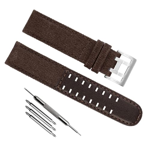 Bracelet Nylon et Cuir Authentique Robuste Khaki pour Modèle Men H70605963