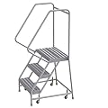 Tri-Arc WLAR103244 3-Step All-Welded Aluminum Rolling Industrial & Warehouse Ladder with Handrail, Solid Ribbed Tread, 24-Inch Wide Steps