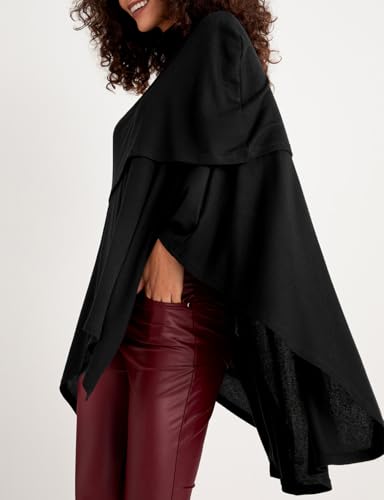 stylewe Knitted Poncho for Women, Turtleneck Sleeveless Pullover, Lightweight Versatile Baggy Top, Solid Color4