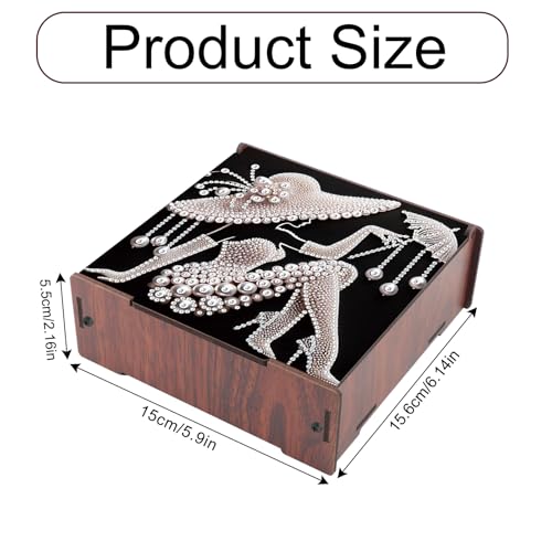 Image of AiYuanzsh DIY Diamond Art Storage Box with Flip-Top Lid, White Pearl Lady Design Wooden Diamond Painting Organizer with 4 Divided Compartments, Portable Desktop Craft Storage for Accessories Supplies