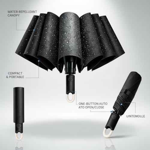 Image of Owme UV Umbrella for Women, Mini Folding Portable 3-Fold Umbrellas | Auto Open & Close for Rain and Sun Protection, Anti-Slip Handle | Windproof Umbrlla for Bedroom, Living Room,Entryway -