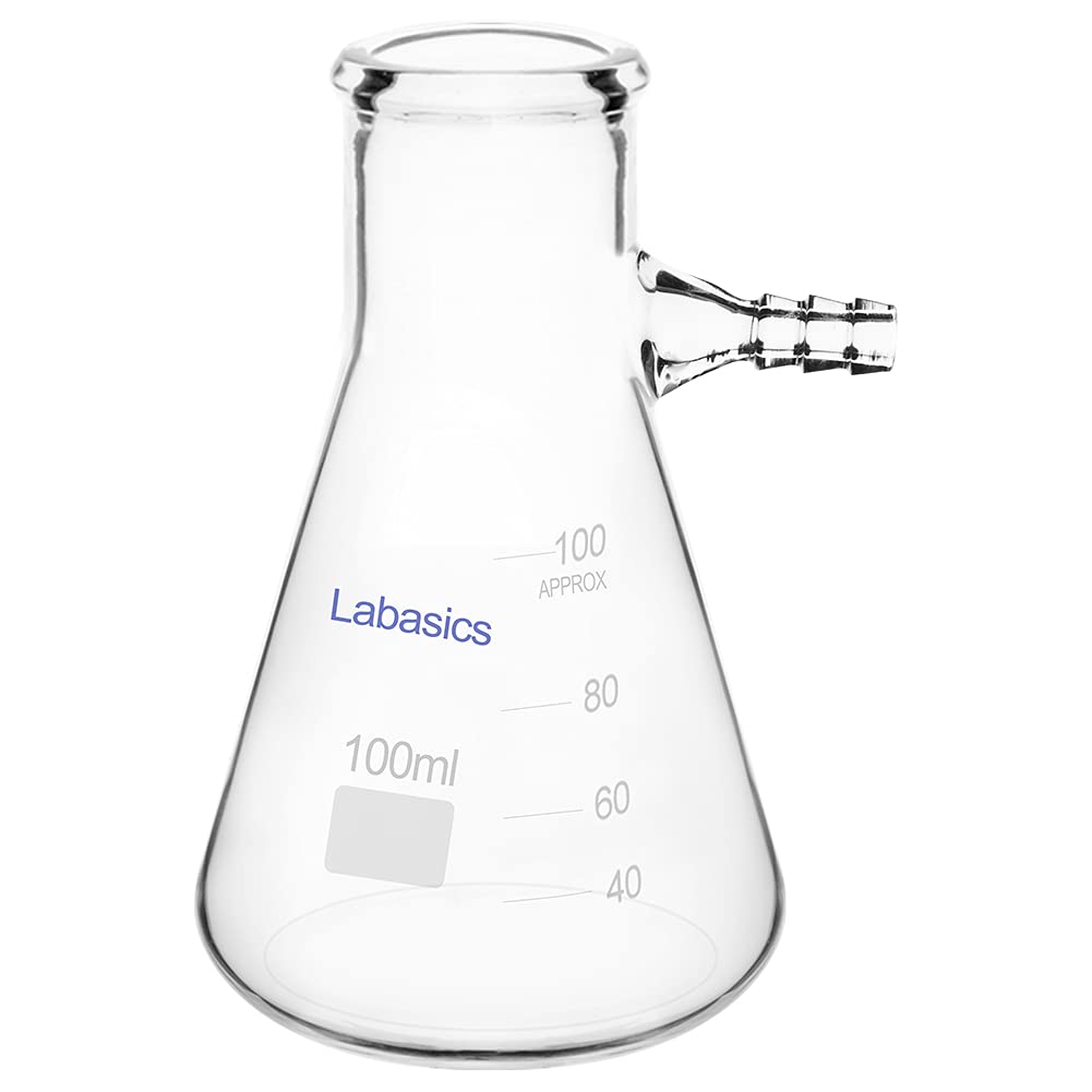 Labasics Boccetta Filtro di Vetro Laboratorio, Pallone Filtrante in Vetro Borosilicato, Collo a Bullone con Tubolare, 100 ml