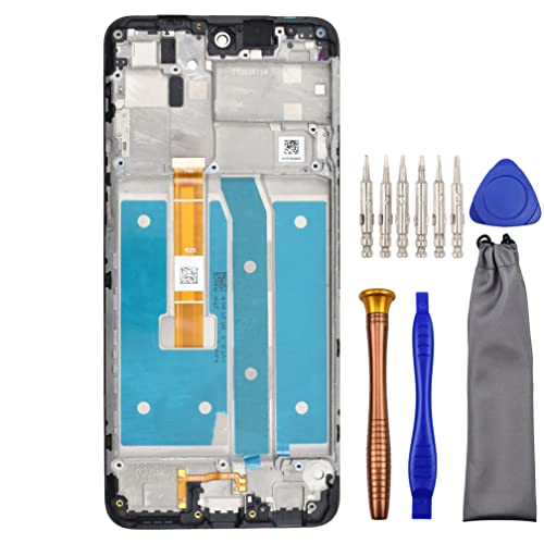 Complete Screen LCD Digitizer Touch Assembly Replacement for LG K62 K52 Q52 with Tool Kit and Screen Frame Installed Black 6.6