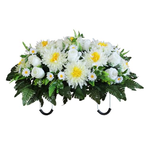 Headstone Flower Saddle Sun-Proof and Water-Resistant Memorial Artificial Cemetery Flowers for Grave Decorations Headstone Flower Saddle, Flowers, Tombstones for Graves image 1