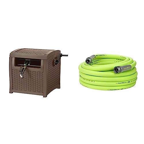 Suncast Wicker Style Hose Reel + Flexzilla Garden Hose (50 ft)