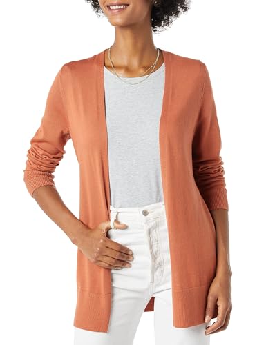 Amazon Essentials Women's Lightweight Long Open-Front Cardigan (Available in Plus Size), Caramel, XS