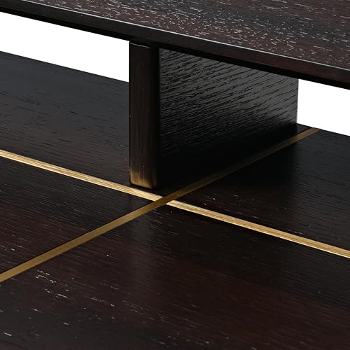 Image of EUREKA ERGONOMIC Standing Desk, 63 inch Executive Desk w Drawers,Modern X-Shaped Leg Luxury Home Office Computer Desk w Monitor Stand,Smoked Oak