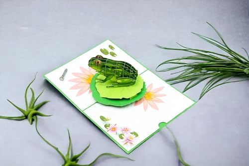 Image of Rykamia Green Frog Pop Up Card - Blank Frog Card With Envelope, Birthday, Kids, Gift, Thank You, Get Well Soon