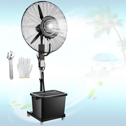 Portable Outdoor Misting Fan, Personal Spray Water Mist Fan with 90° Oscillation, 26/30 Inch (380W) Cooling Roller for Ultimate Refreshment in Hot Weather