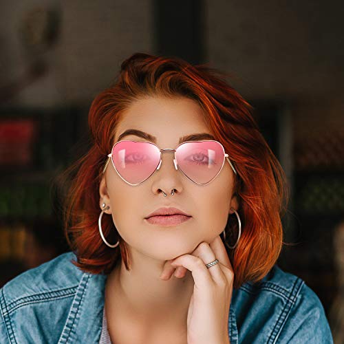 2 paar roze hippie zonnebrillen retro hippie stijl zonnebrillen hippie kostuum zonnebrillen heren dames brillen (ronde en hartvorm) - Image 5