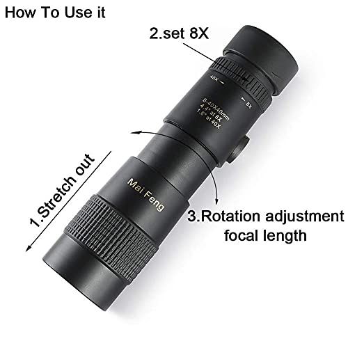 Binocular 8-40x40 Monocular Compacto Retráctil Impermeable miniatura 4