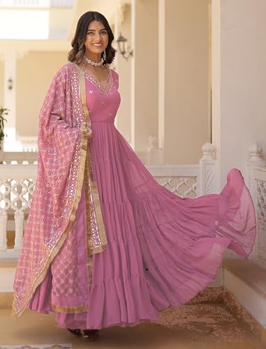 Image of Wedani Georgette Sequins Embroidered Work Anrakali Kurta Set for Women
