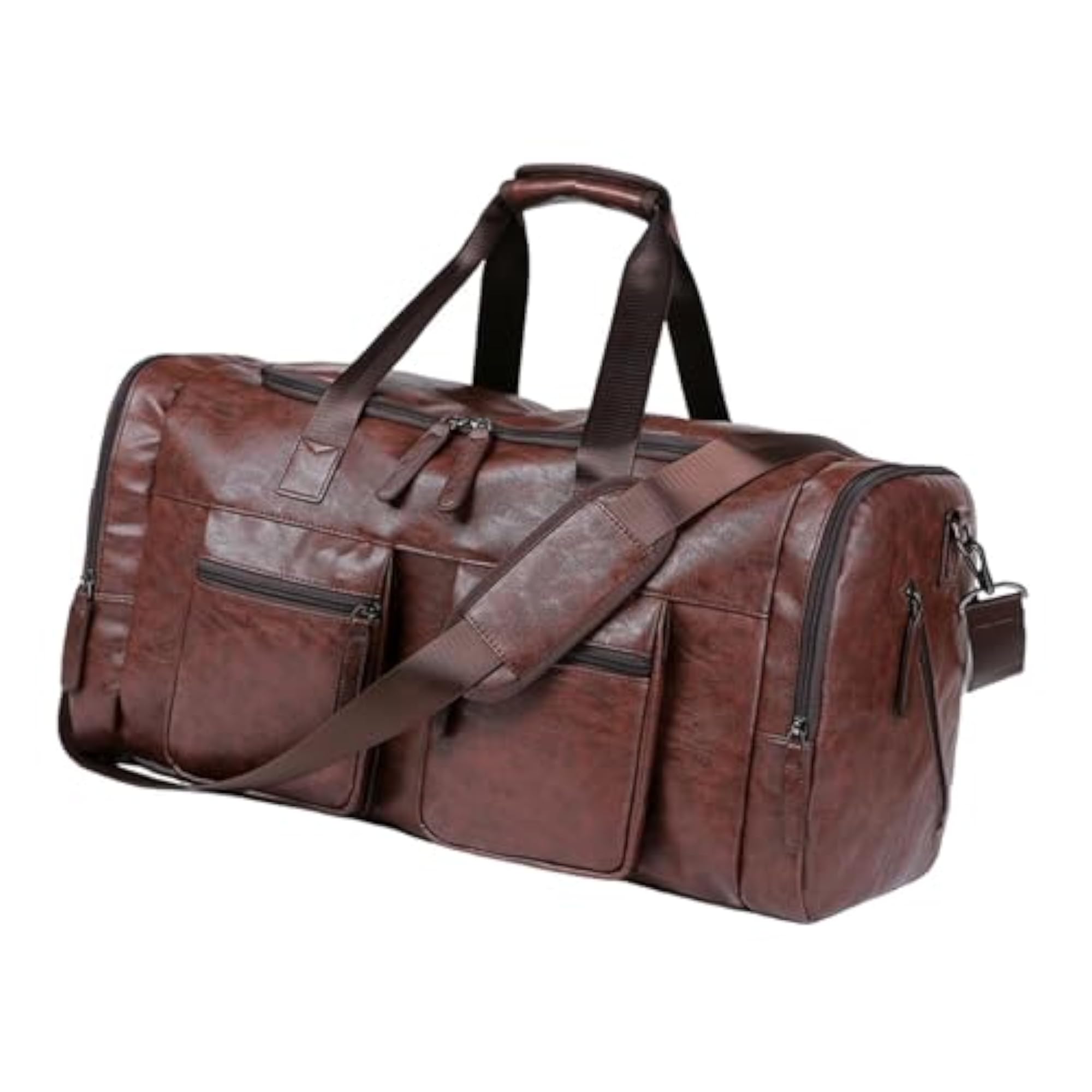 Travel Duffel Bag Handbag Gym Water Resistant Adults Weekender Overnight Bag Deep Brown