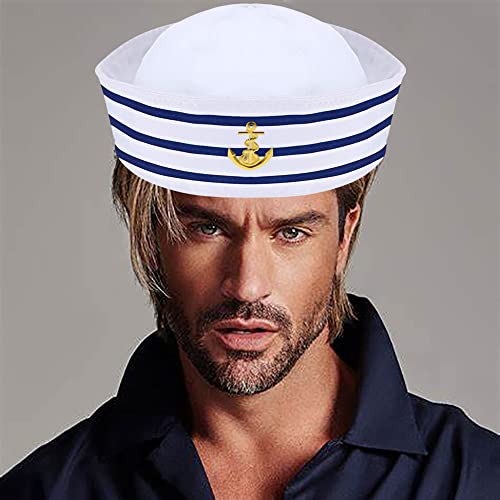 YOUDALIS Sombrero de Marinero de Yate Sombreros de Azul con Blanca Gorro Marino Marinero Sombreros de Fiesta para Accesorio de Vestuario, Fiesta de Disfraces (3 Paquetes)