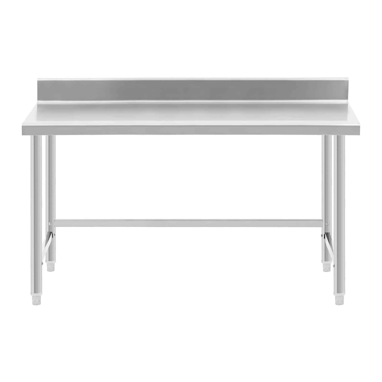 Royal Catering RCAT-150/70-SPS Table de travail inox Plan de travail en inox Plan de travail professionnel Table de travail cuisine Adossée Dosseret 150 x 70 cm 300 kg