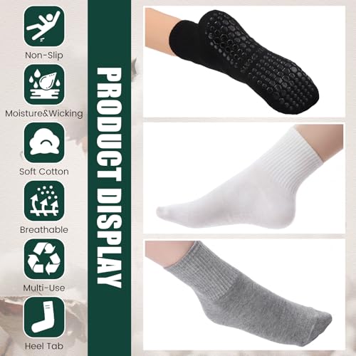 Image of Liitrsh 12 Pairs Pilates Socks with Grips for Women Non Slip Yoga Crew Socks for Dance, Barre, Hospital, Workout