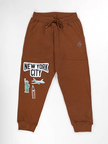 Image of KiddoPanti Boys Solid Fleece Track Pants | Cotton Poly Fleece Fabric | Ankle Length Bottom Rib | 2 Front Patch Pocket | Elastic Waist & Drawcord | Jogger Track Pants for Boys