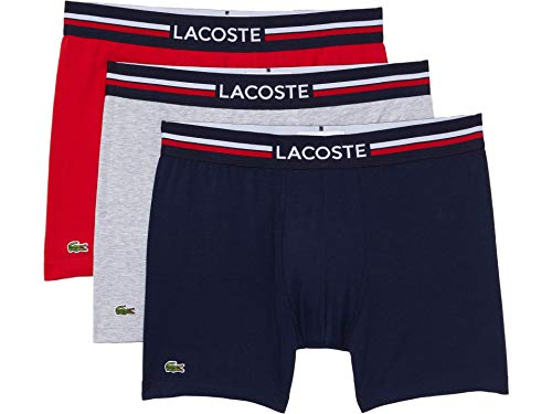 Lacoste Men's Cotton Stretch Tricolor Waistband Boxer Briefs, 3-pack Boxer Briefs (pack of 3)