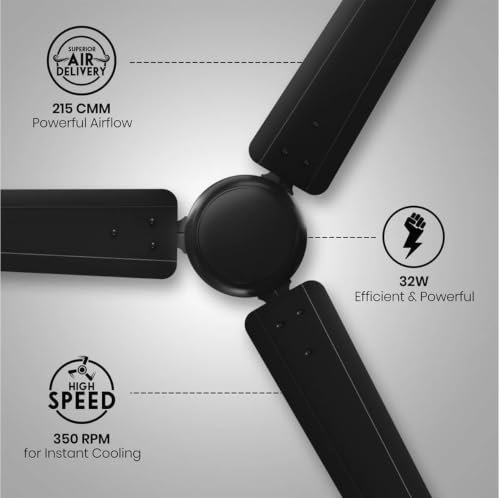 Image of Crompton Energion Elevate 1200mm BLDC Ceiling Fan | Remote Control | BEE 5 Star Energy Rating | Superior Air Delivery |High Speed | 3 Year Manufacturer Warranty | Matt Black