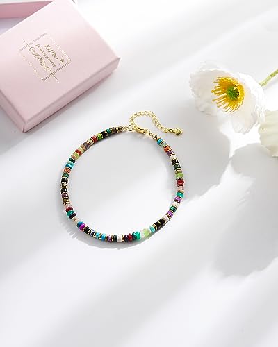 XIJIN Handmade Turquoise Stone Beaded Anklet for Women - Boho Beach Jewelry Gift - Image 7