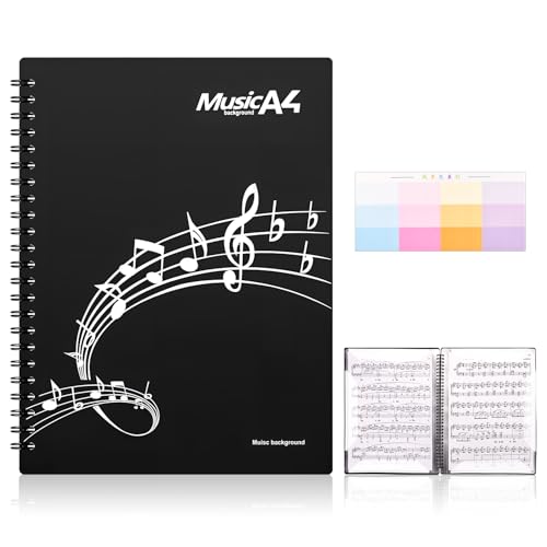 A4 Notenmappem, Notenmappe für Notenblätter 30 Fächer/60 Seiten Notenordner, Wasserdicht Kunststoff Music Folder Notenmappe für Notenblätter für Notenblätter Klavier Gitarre Violine