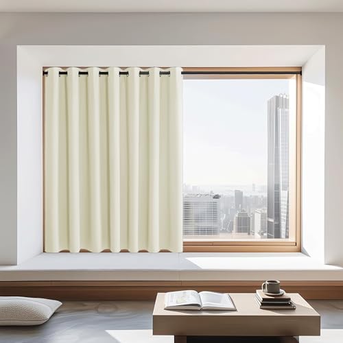 NICETOWN Blackout Curtains 72 inches Long, Grommet Privacy Window Treatment Thermal Insulated Room Darkening Sliding Glass Door Drape for Bedroom Living Room, 1 Panel, W100 x L72, Beige
