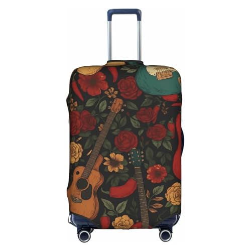 Excxcg68m Vintage Music Guitars & Red Roses Travel Luggage Cover