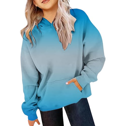 Cute Hoodies for Girls Oversized Long Sleeve Sweatshirt Gradient Teen Girls Pullover Tops Winter Preppy Clothes
