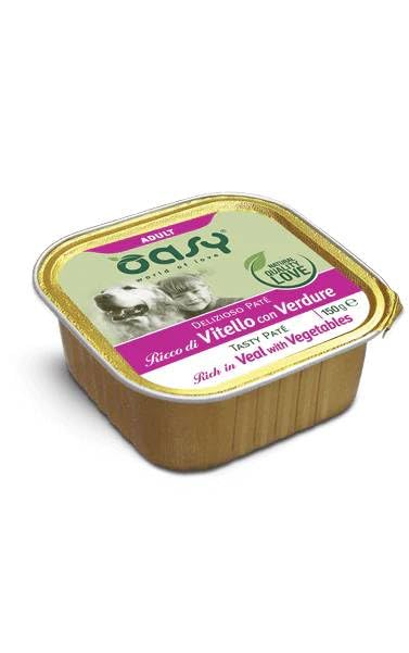 Oasy Umido Cane DELIZIOSO PATÉ - ADULT VITELLO CON VERDURE - OFFERTA - 6 Vaschette da 150 gr