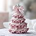 DIY Crochet Christmas Tree Kit for Beginners–Handmade Holiday Craft Set with Yarn, Hook, Beads,Easy Starter Kit for Christmas Decorations, Tree Ornaments & Party Decor (Pink)