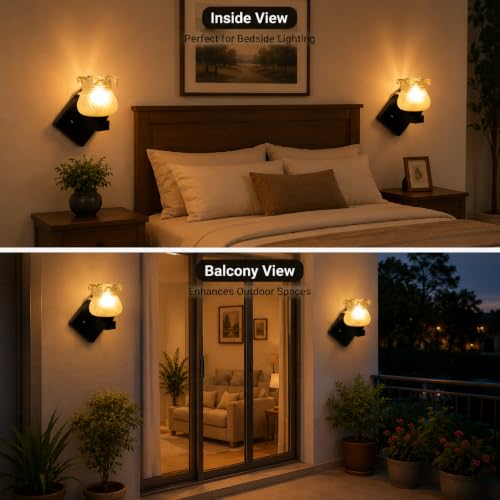 Image of Home Decor Wall Lights Glass Lamp Shade with Premium Finish & E27 Bulb Holder for Living Room, Bedroom, Balcony, Kitchen, Cafes | Decorative Night Lamps Fixtures | Elegant Wall Hanging Lights