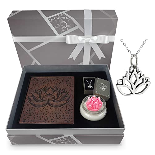 Flower Gift Box, Leather Journal, Aromatherapy Candle, Sterling S...