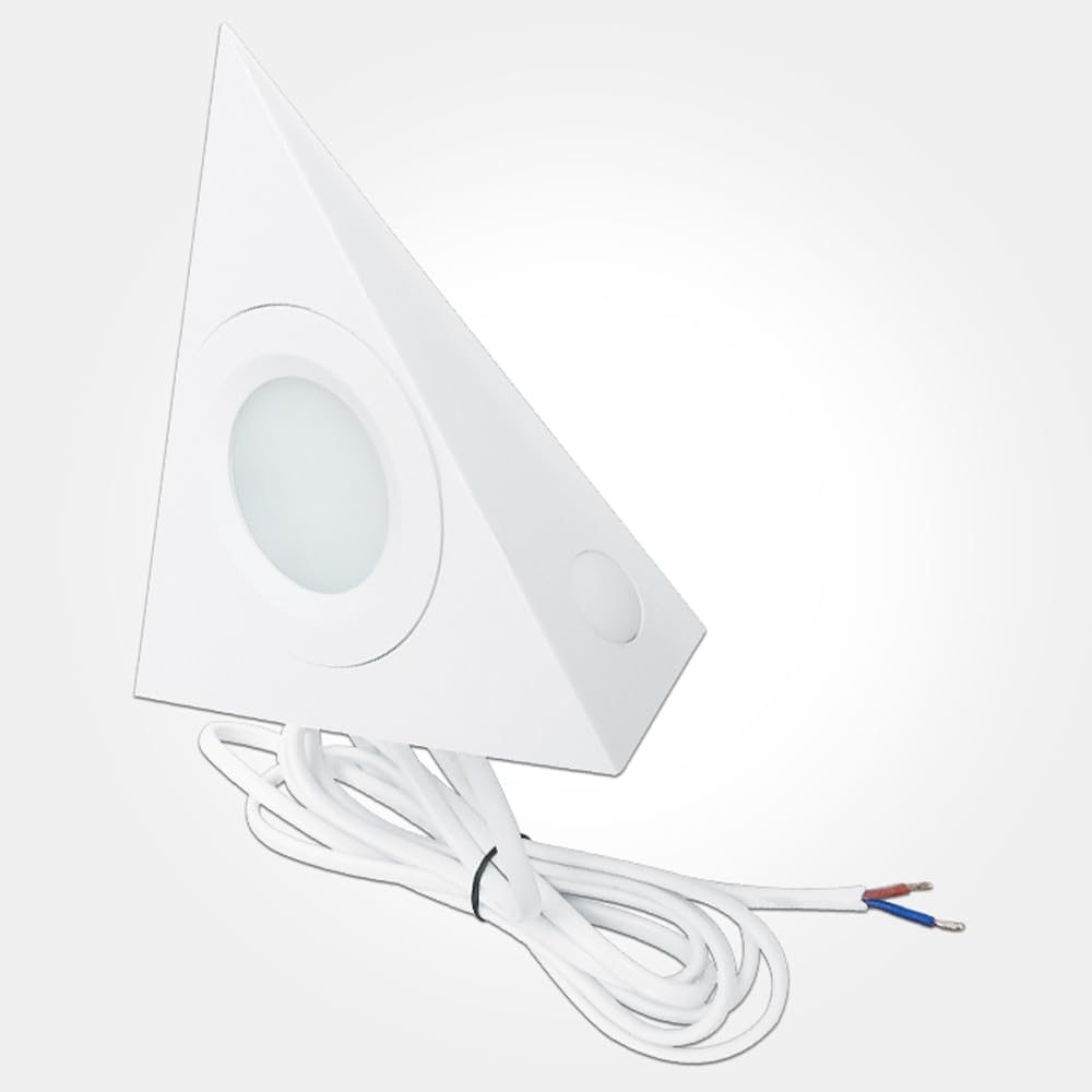 LED Pressed Steel Matte White Under Cabinet Triangular Light | 2W 200lm CCT Colour Selectable | Kitchen Lighting | 240V (Pack Size : 1)