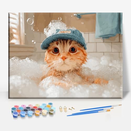 Kit peinture par numéros chat toile 16 x 12 po