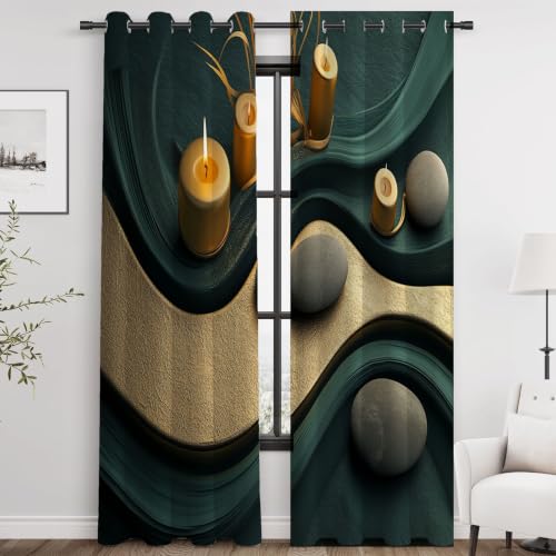 Rideaux motif zen sable H160 x L70 cm | Double panneau isolant - 4