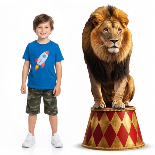 Image of Qunclay 4ft Circus Lion Cardboard Cutout Carnival Party Decoration Life Size Lion Photo Booth Prop Stand up Display Backdrop Decor for Carnival Birthday Party Supplies