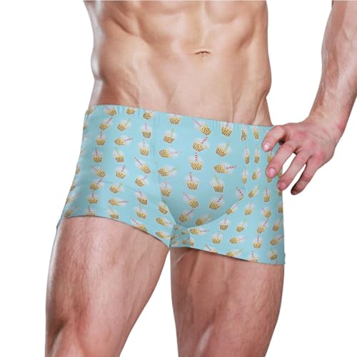 Bubble Tea Beverage Mens Swim Trunk Swimwear Bathing Suit Swim Brief Square Leg Board Short S B04047353
