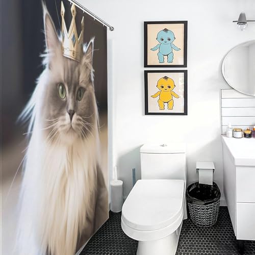 Rideau de douche chat lavable et imperméable en tissu polyester durable - 3