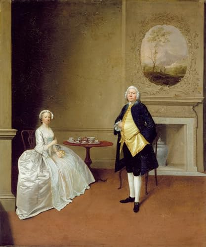 Cuadro pintura al óleo de Arthur Devis, lienzo clásico El señor y la señora Hill 60x90cm