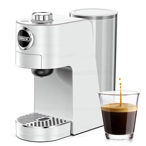 HIBREW H3C   Cafetera 3 en 1, compatible con 2 cápsulas de café, así como café expreso en polvo, hace café helado, espresso, capuchino, negro largo. Máquina de café para cocina de hotel (negro