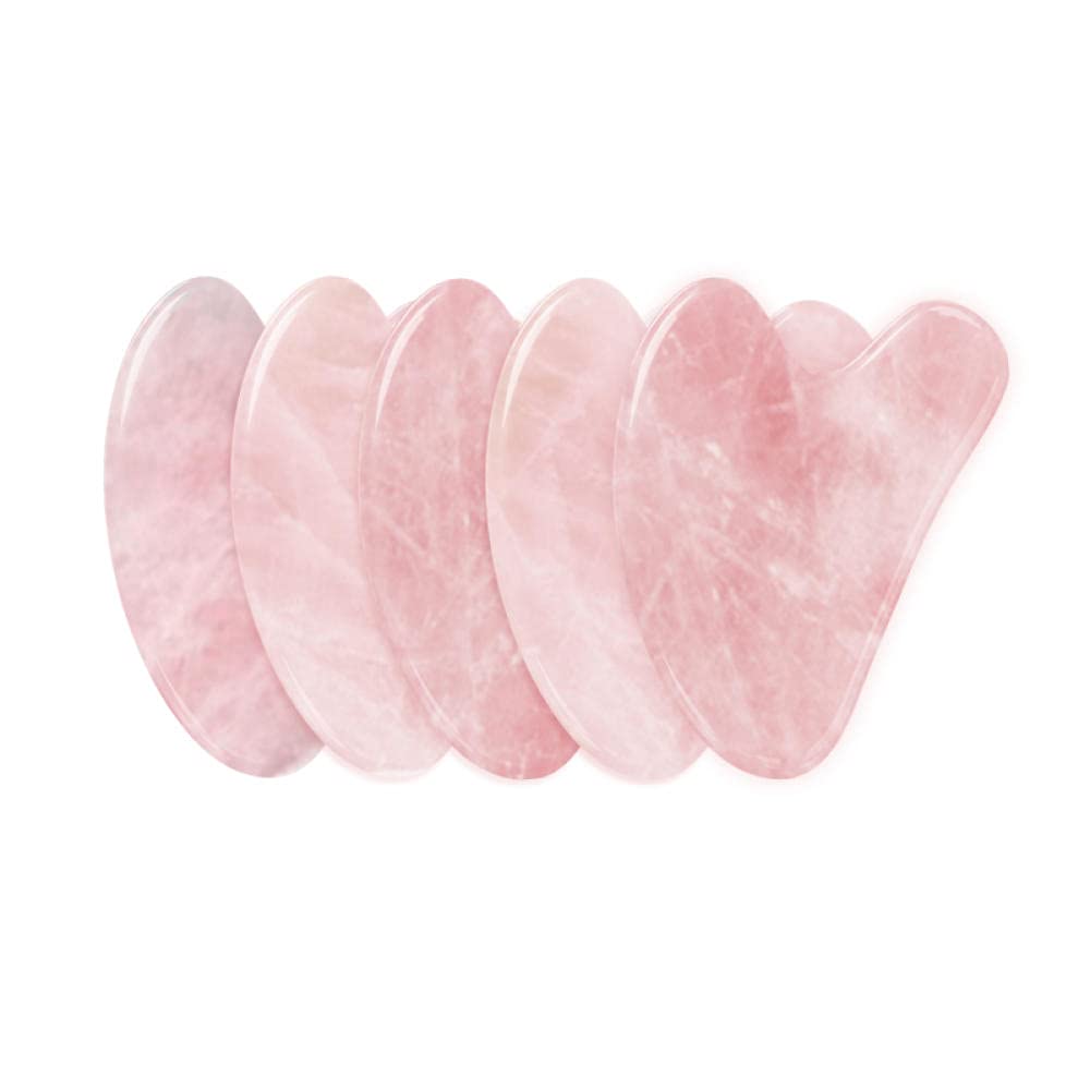 Guache Raschietto 5pcs / lot Gua Sha Sha Scheda per il corpo facciale Guasha Massage Faccia Sollevamento Anti-Agente Viso Stuzzino per la cura della pelle-Quarzo rosa