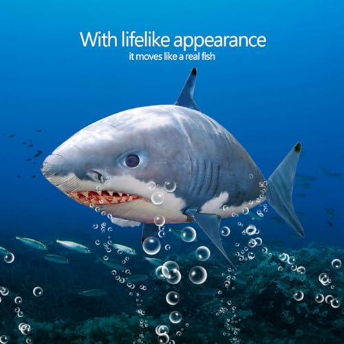 Locadence Remote Control Flying Shark, Inflated RC Inflatable Balloon Shark Clownfish Decoration for The Office, Family, Birthday Party, Wedding, Indoor Play (Blue Shark) - Thumbnail 3