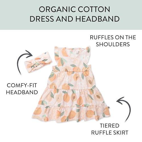 HonestBaby 2-Piece Outfit Dress & Headband Set for Infant, Baby and Toddler Girls3