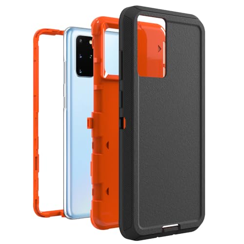 Image of Case for Galaxy S20 Plus, Heavy-Duty Tough Rugged Shockproof Drop Protective Cover Cases for Samsung Galaxy S20 Plus, Black+Orange