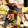 hecef Cheese Knife Set of 3, Includes Pronged, Hard Cheese & Chisel Knife, Matte Black Stainless Steel Knives with Wood Grain Handles, Cheese Tools for Charcuterie Boards, Entertaining, Feast