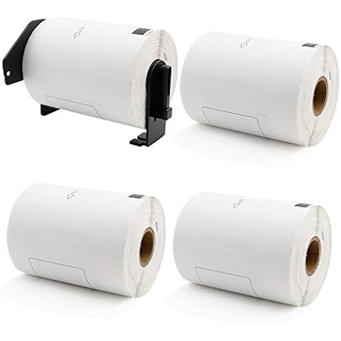Label KINGDOM Compatible Roll Replacement for Brother DK-1241 Die-Cut 4" x 6" Large Shipping White Paper Labels (102 mm x 151 mm) 200/ Roll DK Labels for QL-1110NWB (4 Roll + 1 Detachable Frame) Cover