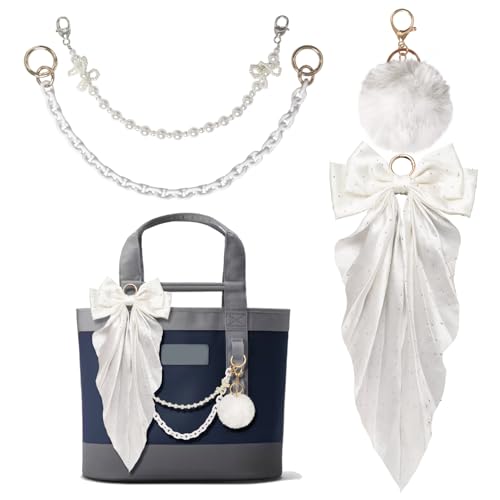 Kaitiaki 4PCS Tote Bag Decor Kit Decorative Bow & Pom Pom Accessories Compatible with YETI Camino 20/35/50 Carryall Bogg Beach Tote Bags (Cape Taupe)