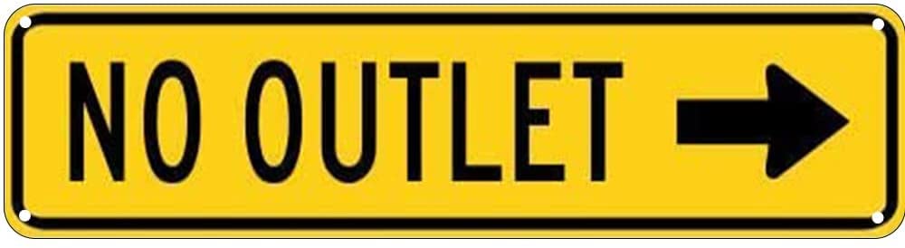 No Outlet Right Arrow Retro Tin Signs Aluminum Metal Sign for Kitchen Home Garden Wall Bar Cafe Decor 4x16 Inch