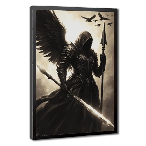 Poster Fallen Seraphim art dark fantasy avec cadre noir pour déco salon moderne